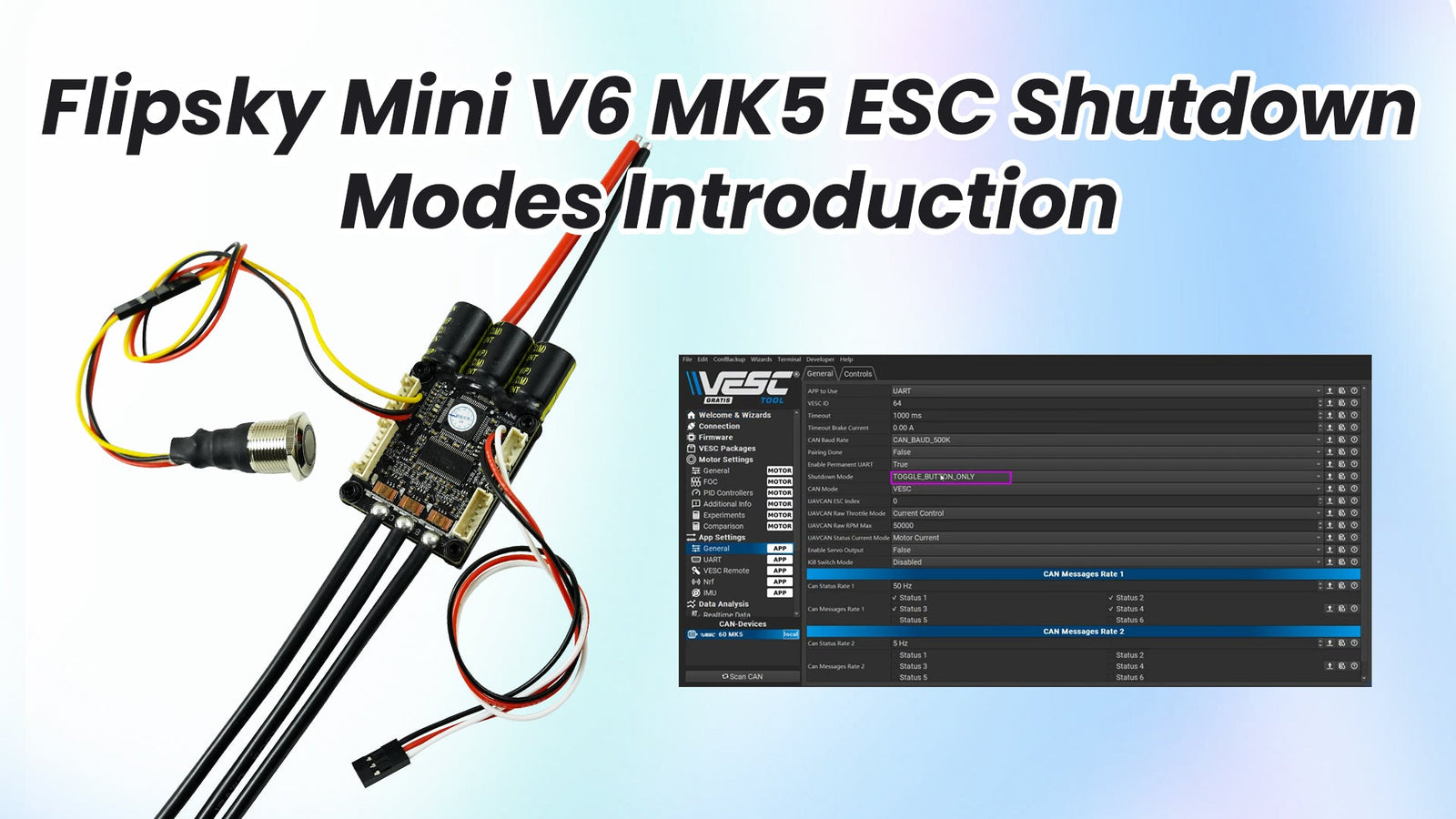Flipsky MiniV6 MK5 ESC Switch Function Shutdown Mode User Guide
