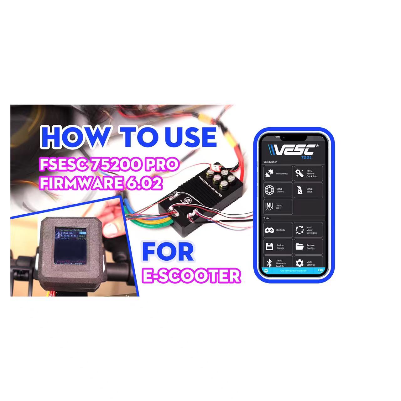 How to Use FSESC 75200 Pro l VESC Firmware 6.02 l TFT Screen for E-Scooter