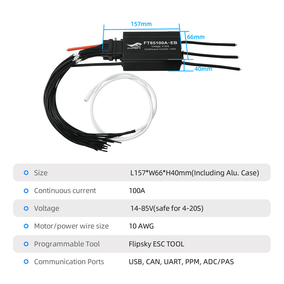 Flipsky FT85100A-EB ESC 85V 100A With TFT Advanced display V3.0 Support PWM Variable Frequency Control And Brake Signal For Ebike Speed Controller