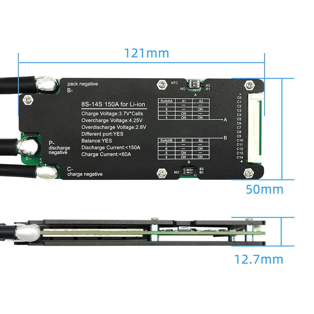 Flipsky BMS 14S LiFepo4 Li-ion 24V 36V 48V Battery Pack Protection 150A for ESK8 / Electric Scooter - FLIPSKY