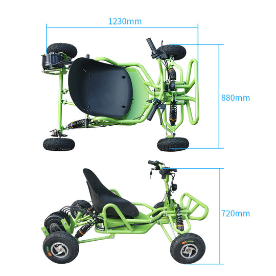 Flipsky Front And Rear Shocks 20ah/1512wh 15000W Mini Buggy Off Road Pedal Kart All Terrain Pedal Go Kart