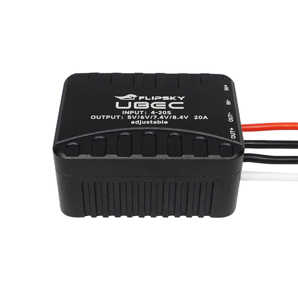 Flipsky 4-20S Lipo External UBEC 20A 5.0V (default) / 6.0V / 7.4V / 8.4V for RC Car Fixed Wing Aircraft Robot Arm Black