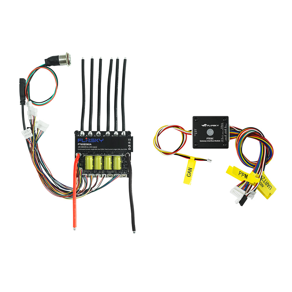 Flipsky FT60BD60A Dual ESC 60V 60A with heatsink | For DIY Eboard / Electric Scooter / Ebike / Go-Kart / Robotics | Speed Controller / Electronic Speed Controller / esc controller for Brushless Motor