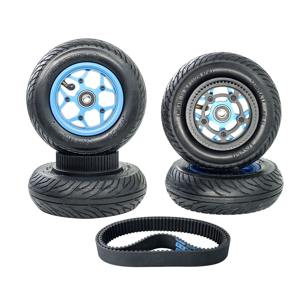 4PCS 7" 8'' ATM Offroad Wheel Pneumatic Rubber All Terrain Mountain Wheels Kit With Two Belt For DIY Skateboard /Scooter - FLIPSKY