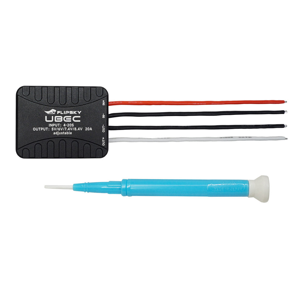 Flipsky 4-20S Lipo External UBEC 20A 5.0V (default) / 6.0V / 7.4V / 8.4V for RC Car Fixed Wing Aircraft Robot Arm Black