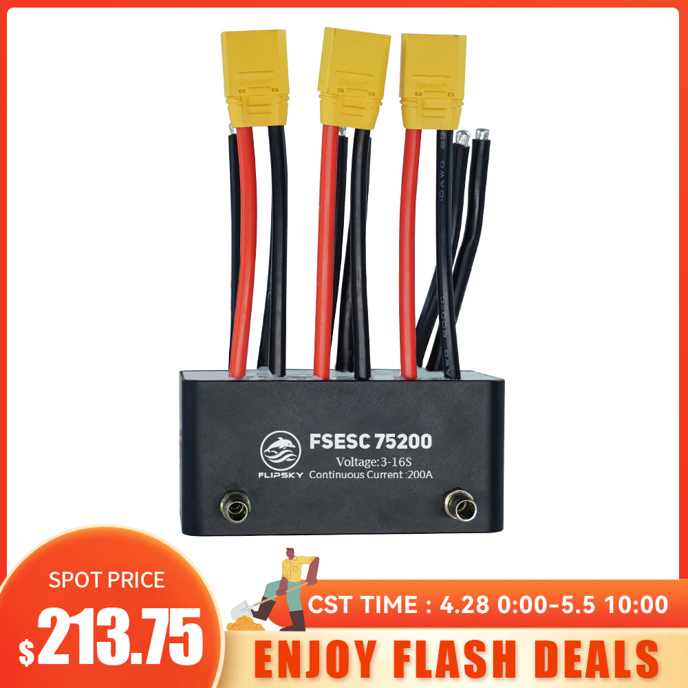 Flipsky FSESC 75200 75V High Current 200A ESC Base On Vesc With Aluminum Case Water Cooling Enclosure For E-Foil Fighting Robot Surfboard AGV Robot