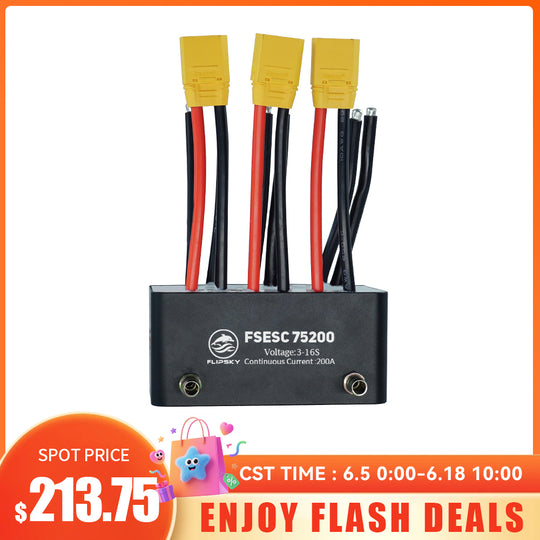 Flash Deals  Flipsky FSESC 75200 75V High Current 200A ESC Base On Vesc With Aluminum Case Water Cooling Enclosure For E-Foil Fighting Robot Surfboard AGV Robot