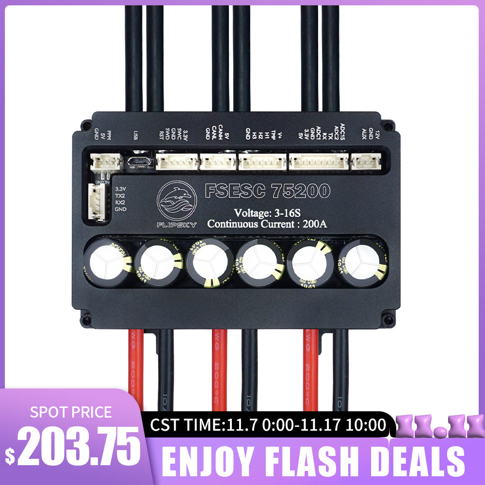 Flash Deals Flipsky FSESC 75200 75V High Current 200A ESC Base On Vesc With Aluminum Case Water Cooling Enclosure For E-Foil Fighting Robot Surfboard AGV Robot