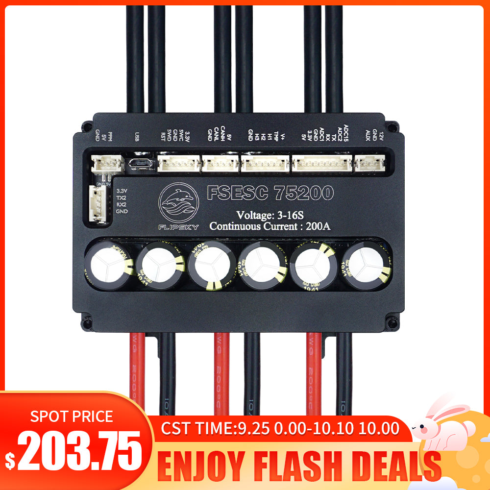 Flash Deals Flipsky FSESC 75200 75V High Current 200A ESC Base On Vesc With Aluminum Case Water Cooling Enclosure For E-Foil Fighting Robot Surfboard AGV Robot