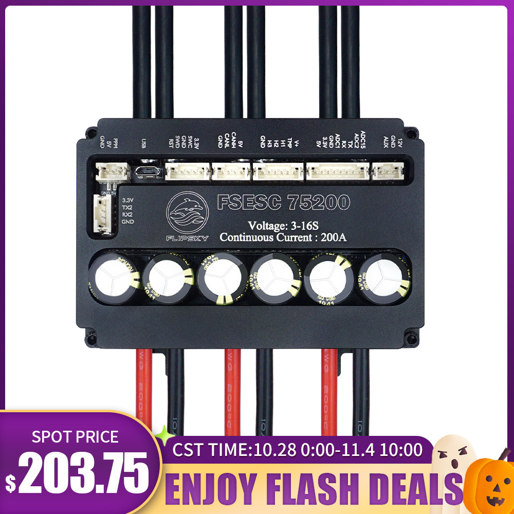 Flash Deals Flipsky FSESC 75200 75V High Current 200A ESC Base On Vesc With Aluminum Case Water Cooling Enclosure For E-Foil Fighting Robot Surfboard AGV Robot
