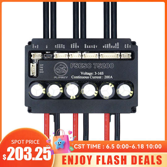 Flash Deals  Flipsky FSESC 75200 75V High Current 200A ESC Base On Vesc With Aluminum Case Water Cooling Enclosure For E-Foil Fighting Robot Surfboard AGV Robot