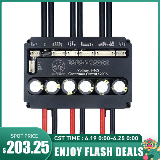 Flash Deals Flipsky FSESC 75200 75V High Current 200A ESC Base On Vesc With Aluminum Case Water Cooling Enclosure For E-Foil Fighting Robot Surfboard AGV Robot