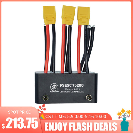Flash Deals Flipsky FSESC 75200 75V High Current 200A ESC Base On Vesc With Aluminum Case Water Cooling Enclosure For E-Foil Fighting Robot Surfboard AGV Robot