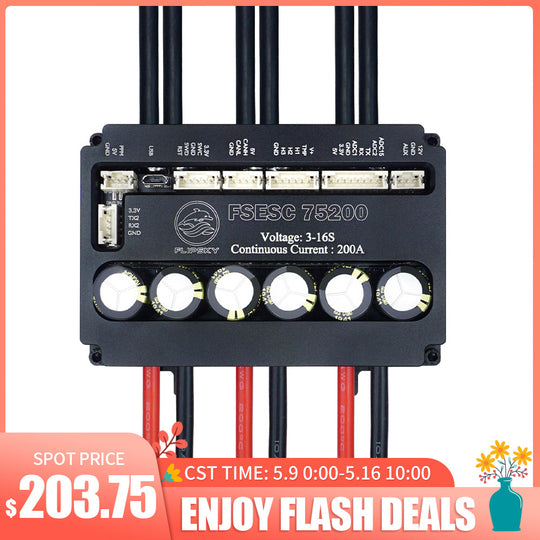 Flash Deals Flipsky FSESC 75200 75V High Current 200A ESC Base On Vesc With Aluminum Case Water Cooling Enclosure For E-Foil Fighting Robot Surfboard AGV Robot