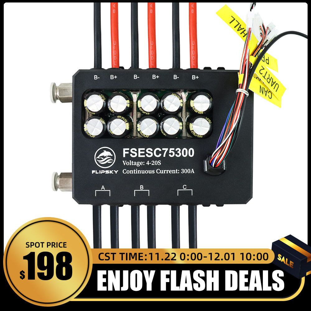 Flash Deals Flipsky FSESC 75300 84V High Current 350A ESC Base On Vesc With Aluminum Case Water Cooling Enclosure For E-Foil Fighting Robot Surfboard AGV Robot