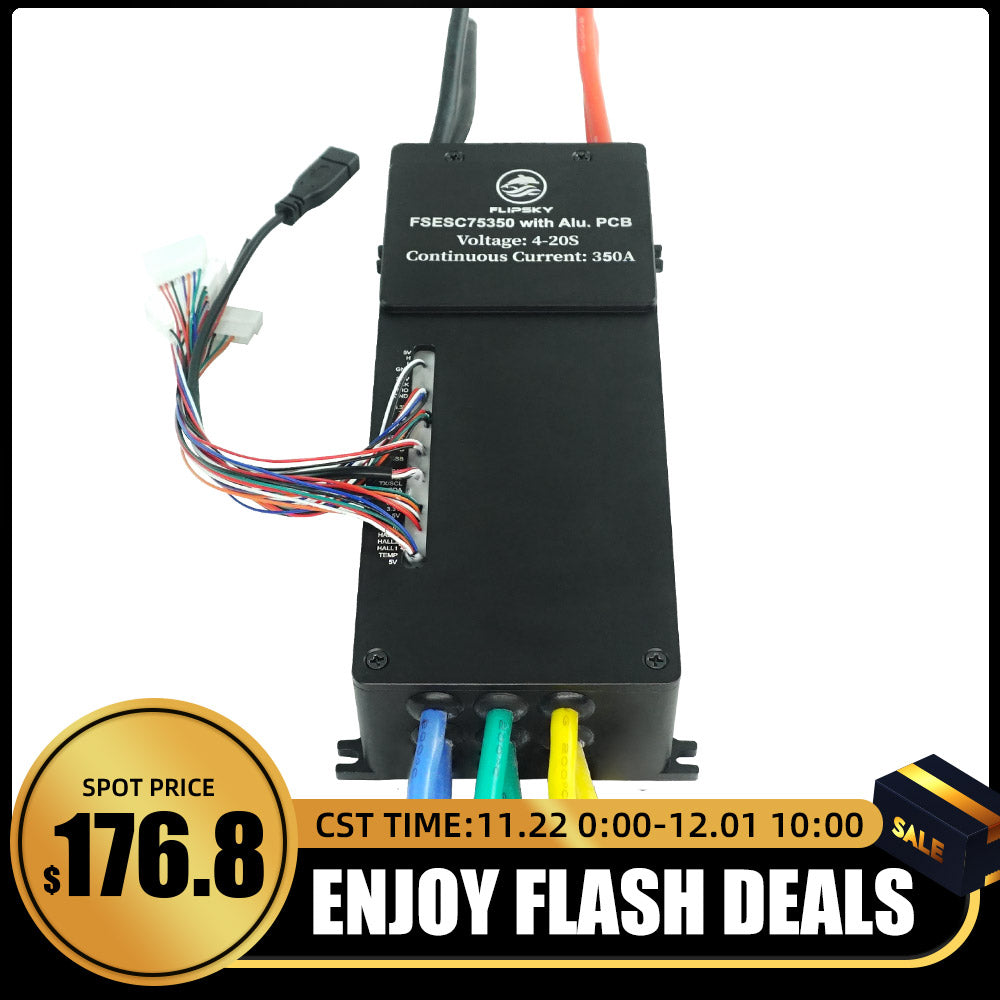 Flash Deals Flipsky FSESC 75350 84V High Current 350A ESC Base On Vesc With Aluminum Case Water Cooling Enclosure For E-Foil Fighting Robot Surfboard AGV Robot