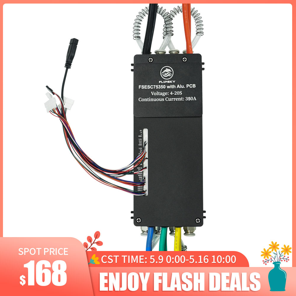 Flash Deals Flipsky FSESC 75350 84V High Current 350A ESC Base On Vesc With Aluminum Case Water Cooling Enclosure For E-Foil Fighting Robot Surfboard AGV Robot