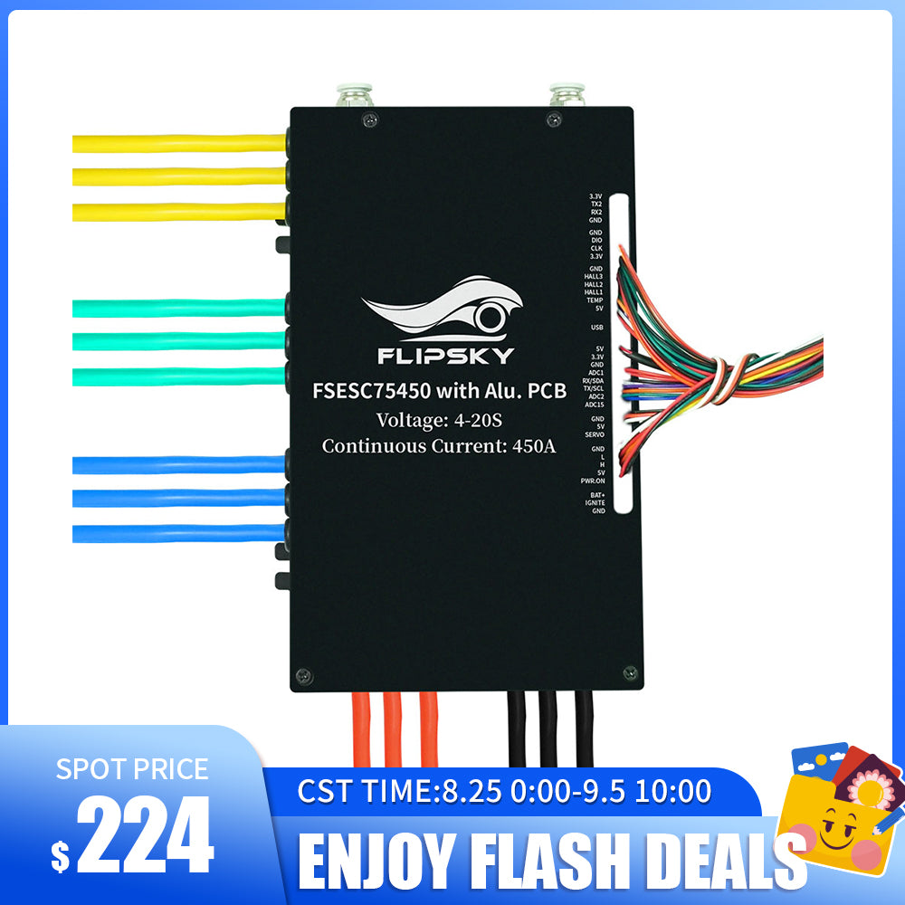 Flash Deals Flipsky FSESC 75450 84V High Current 450A ESC Base On Vesc With Aluminum Case Water Cooling Enclosure For E-Foil Fighting Robot Surfboard AGV Robot