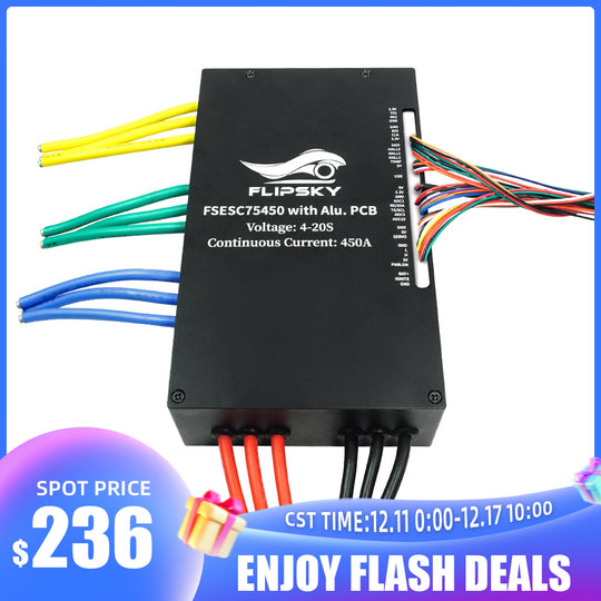 Flash Deals Flipsky FSESC 75450 84V High Current 450A ESC Base On Vesc With Aluminum Case Water Cooling Enclosure For E-Foil Fighting Robot Surfboard AGV Robot