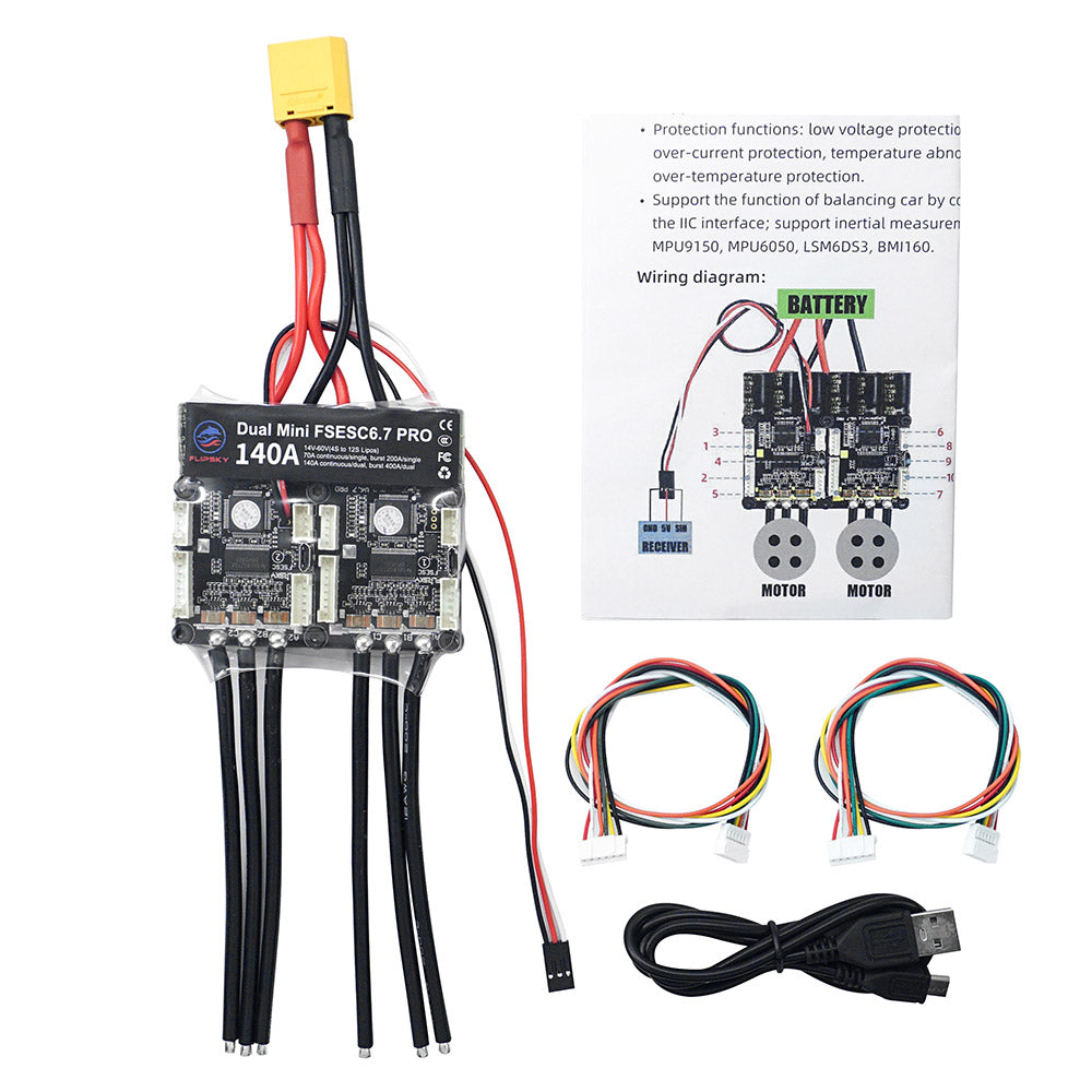 FLIPSKY Dual Mini FSESC6.7 Pro 140A base on VESC6.6 With Aluminum Anodized Heat Sink