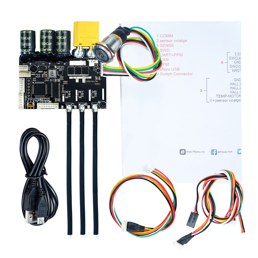 FLIPSKY FSESC 6.7 PRO based upon VESC6 with Aluminum Case and Anti-spark switch/with Heat Sink