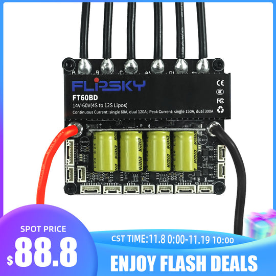 Flipsky FT60BD Dual ESC 60V 120A with heatsink | For DIY Eboard / Scooter / Ebike / Go-Kart / Robotics | Speed Controller / Electronic Speed Controller / esc controller for Brushless Motor