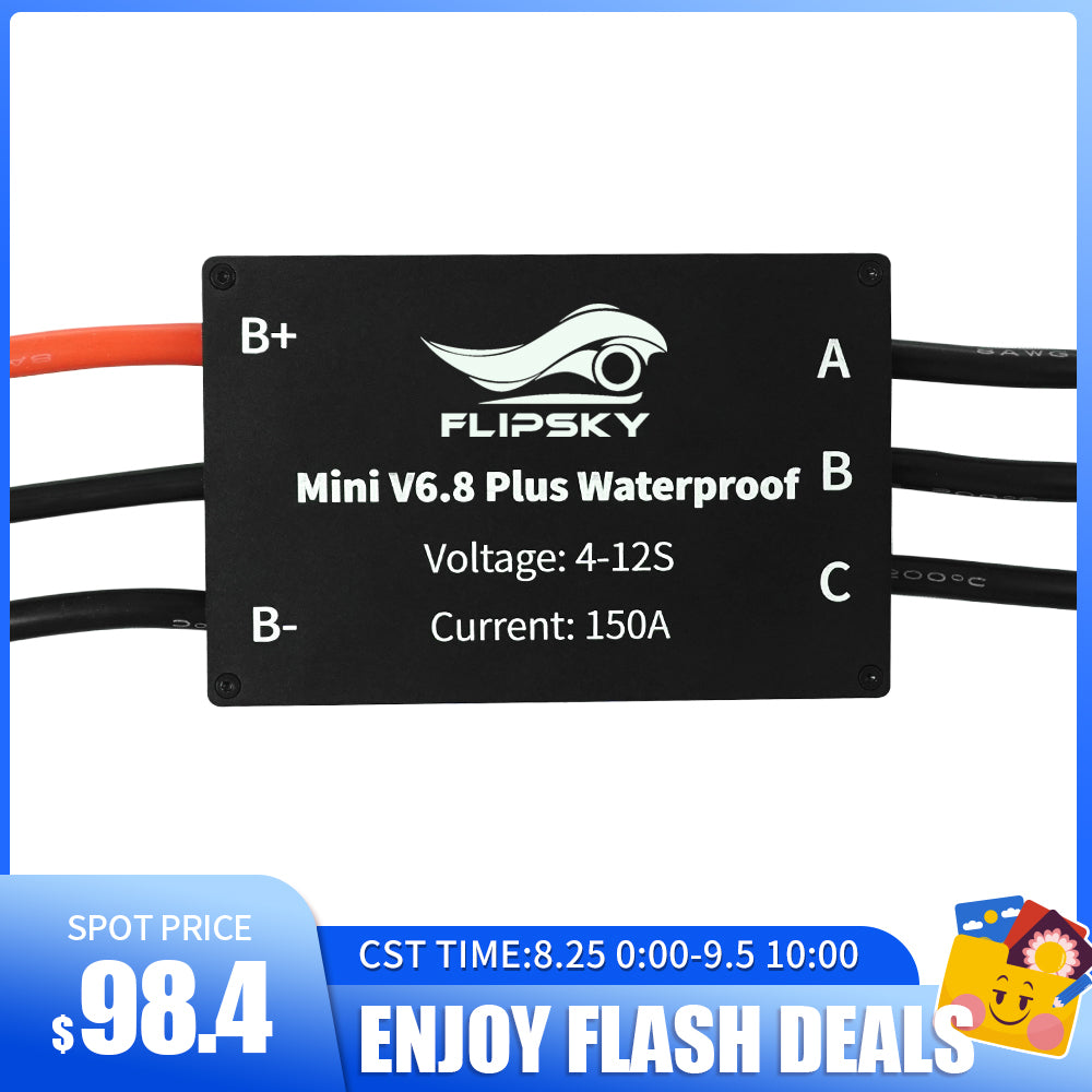 Flash Deal Flipsky IP68 Waterproof ESC Electronic Speed Controller Mini FSESC6.8 Plus based on VESC6 150A for Efoil Ejet / boat esurf